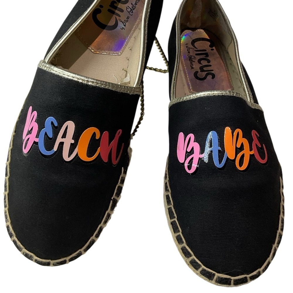 Sam Edelman Beach Babe Black Espadrilles with Pink Detail - Picture 3 of 10